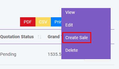 Create Sale from Quotation